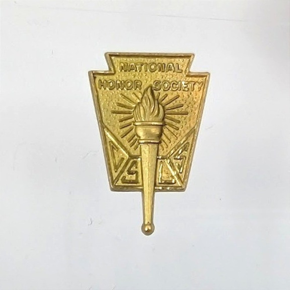 Vintage B GF National Honor Society‎ Pin Gold Filled Torch Academic Memorabilia